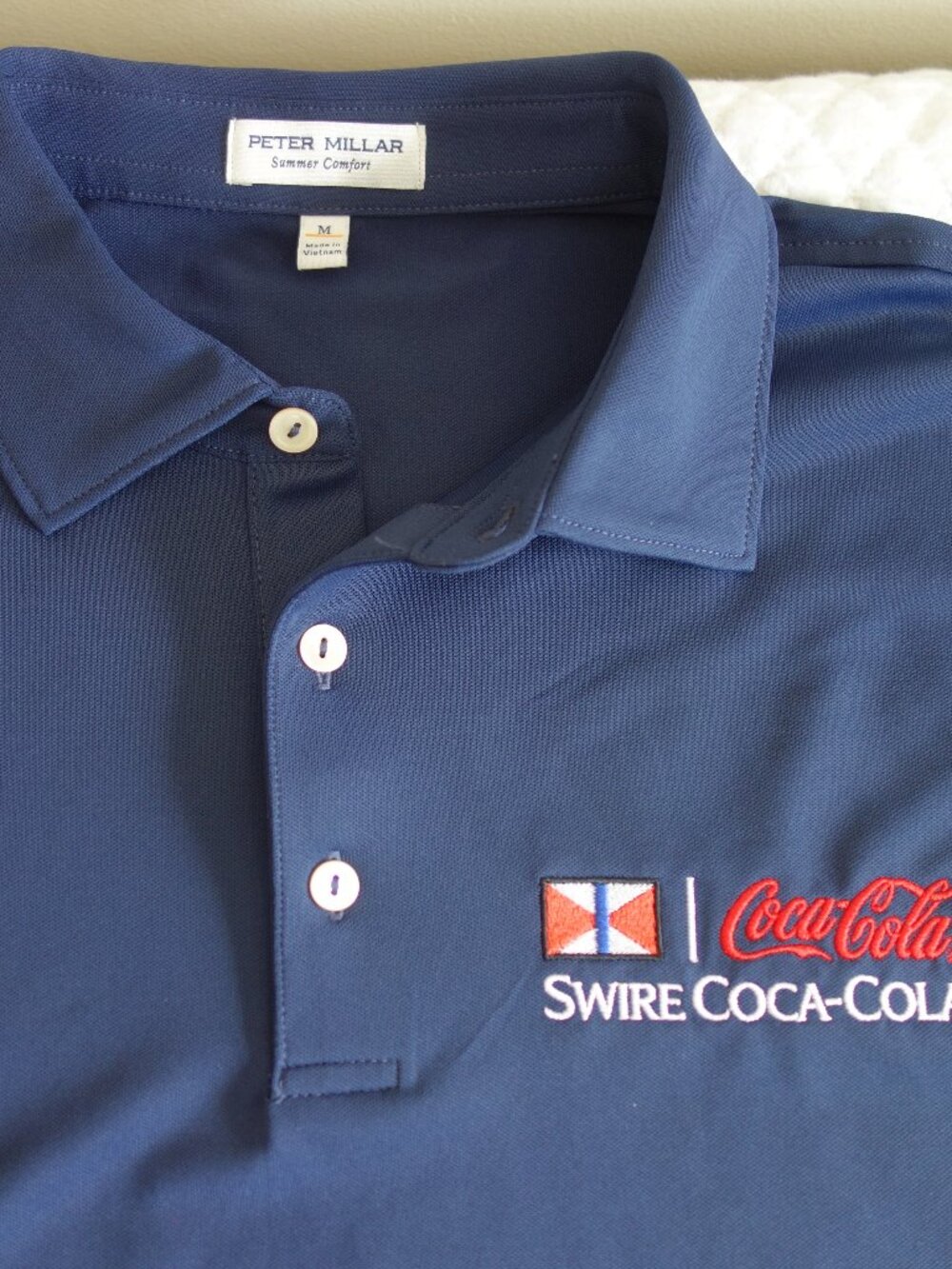 PETER MILLAR Swire Coca-Cola Logo Summer Comfort Navy Polo Shirt – XL